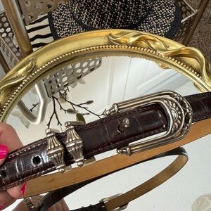 Brighton Dark Brown Leather Belt with Silver Accent